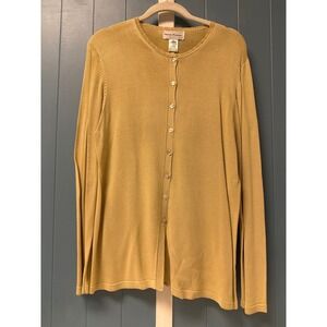 Rena Rowan Gold‎ Cardigan Sweater Womens Size M Button Down Knit Rayon Blend